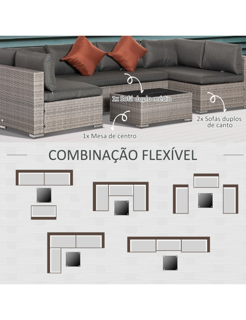 imagem de Conjunto de Móveis de Jardim 135x72.5x62cm cor cinzento 860-2217