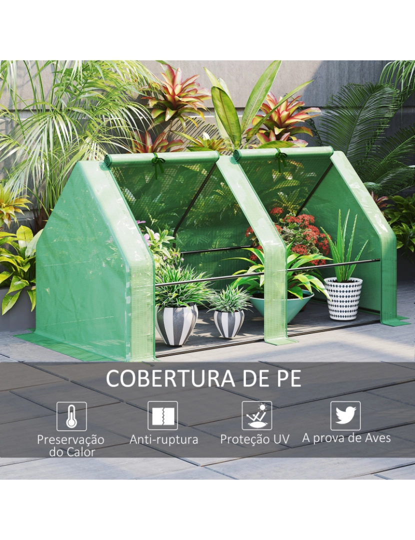 imagem de Estufa de Jardim 180x90x90cm cor verde 845-204V03GN4