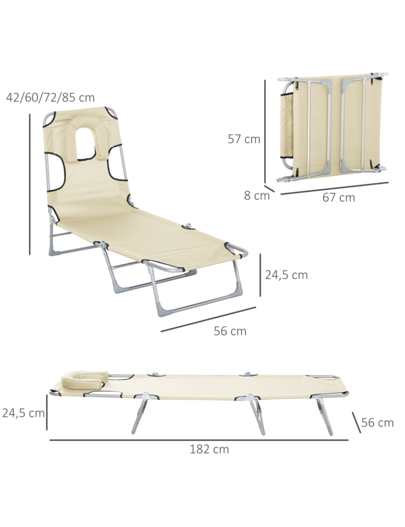 imagem de Espreguiçadeira Dobrável 182x56x24,5cm cor bege 84B-623BG3