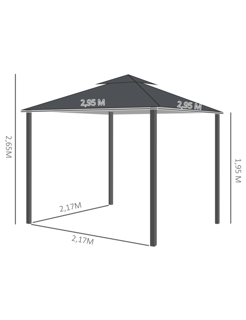 imagem de Pérgola de Jardim 295x295x270cm cor cinza escuro 84C-043CG3