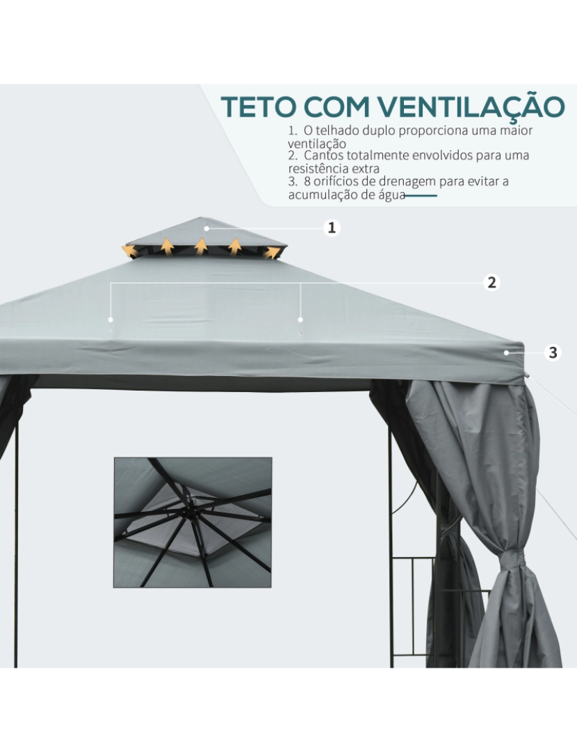 imagem de Pérgola de Jardim 295x295x270cm cor cinza escuro 84C-043CG4