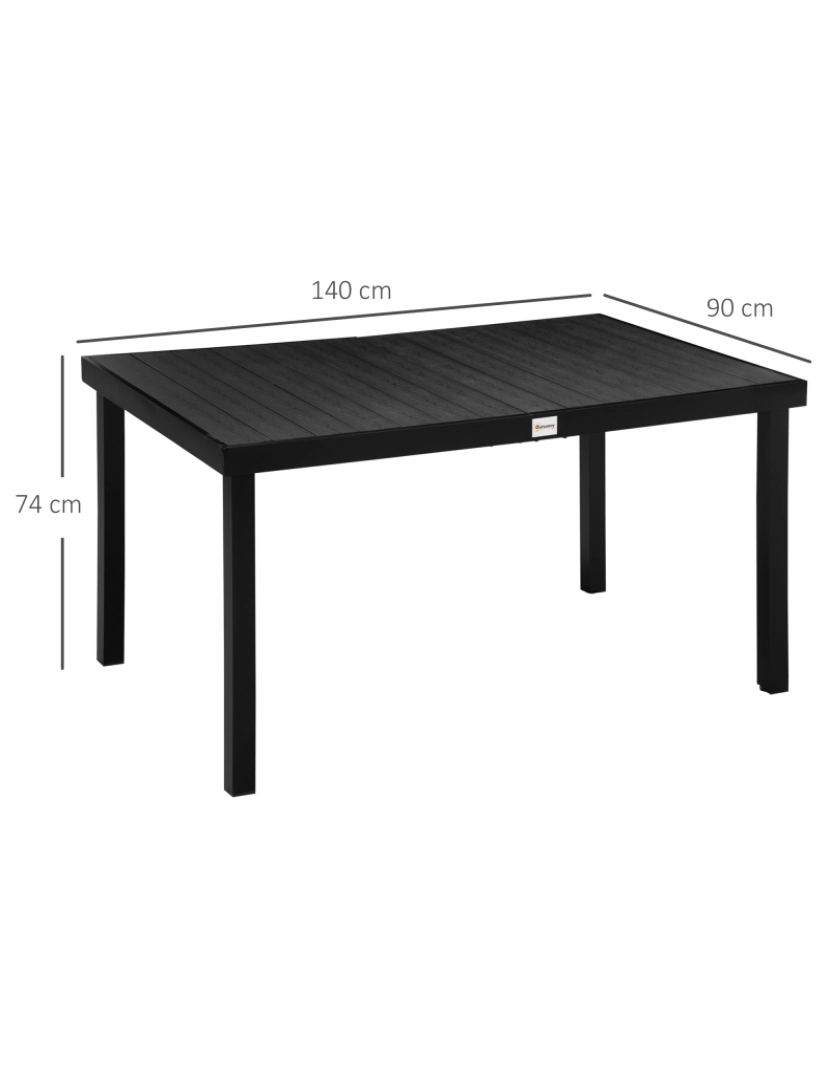 imagem de Mesa de Jardim 140x90x74cm cor preto 84B-917BK3