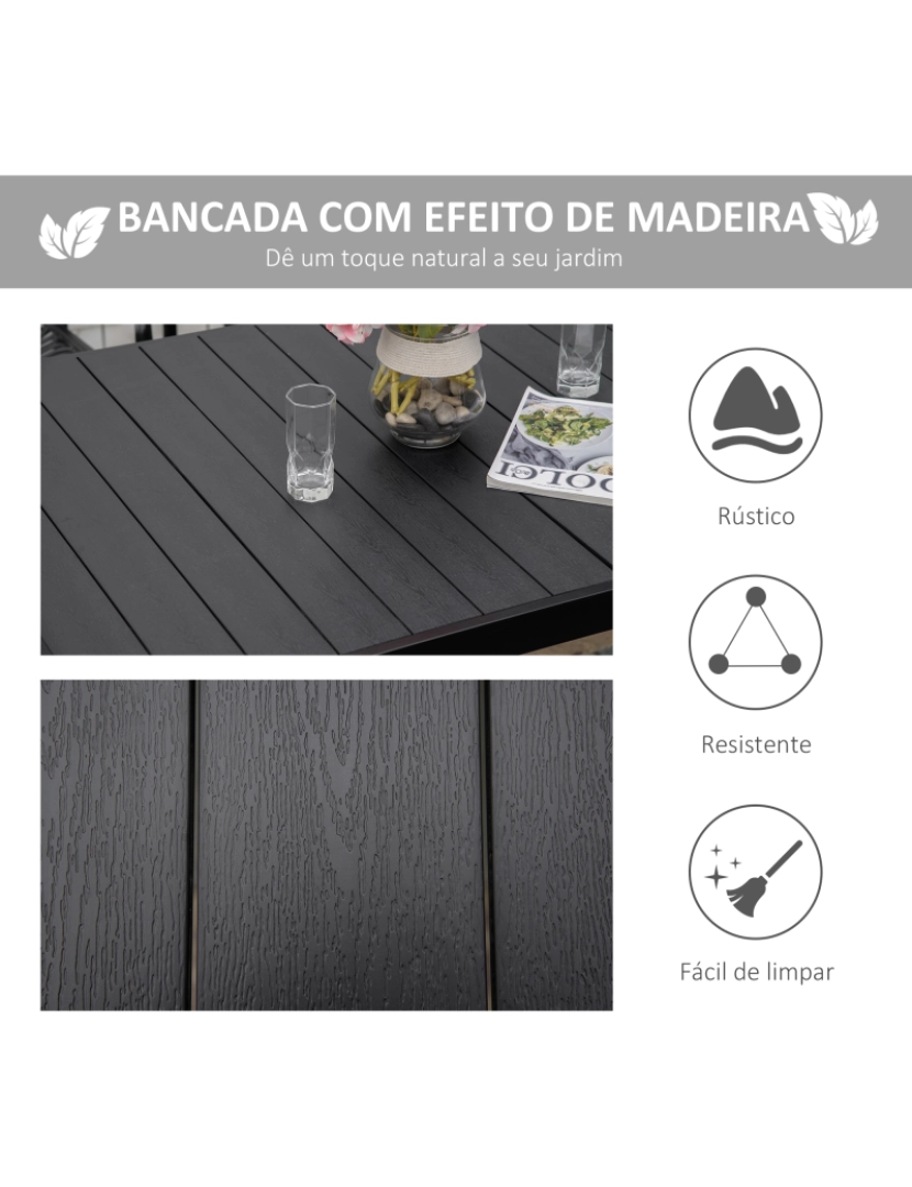 imagem de Mesa de Jardim 140x90x74cm cor preto 84B-917BK4