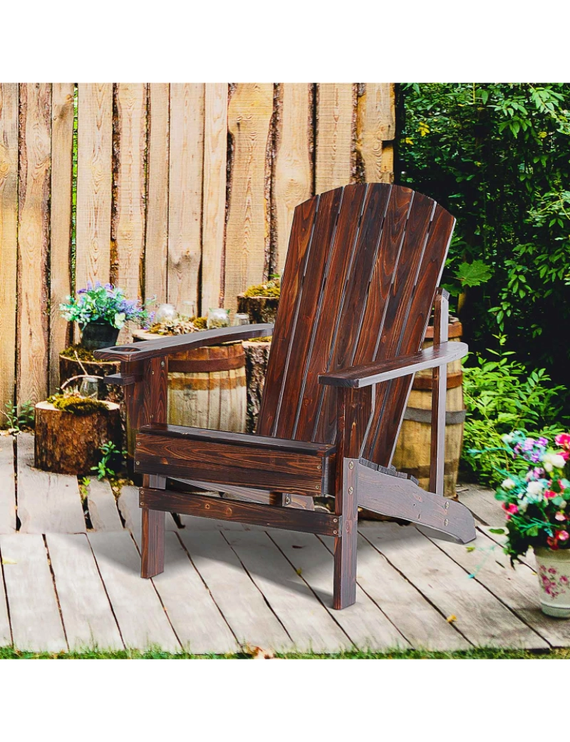 imagem de Cadeira Adirondack de Jardim 72.5x97x93cm cor castanho rústico 84B-285BN2