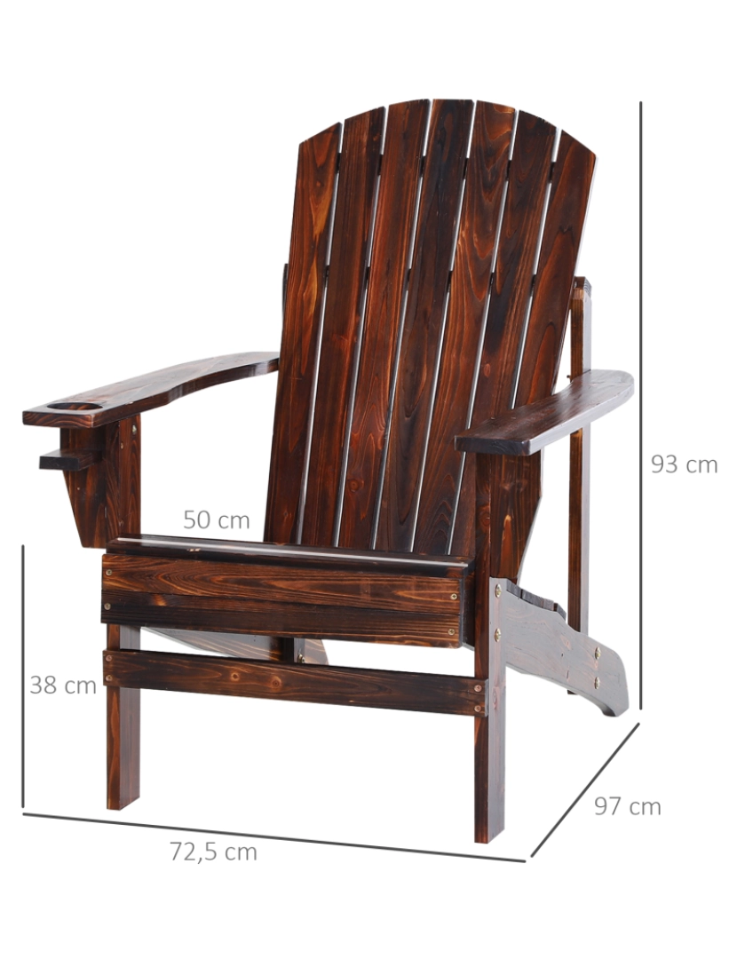 imagem de Cadeira Adirondack de Jardim 72.5x97x93cm cor castanho rústico 84B-285BN3