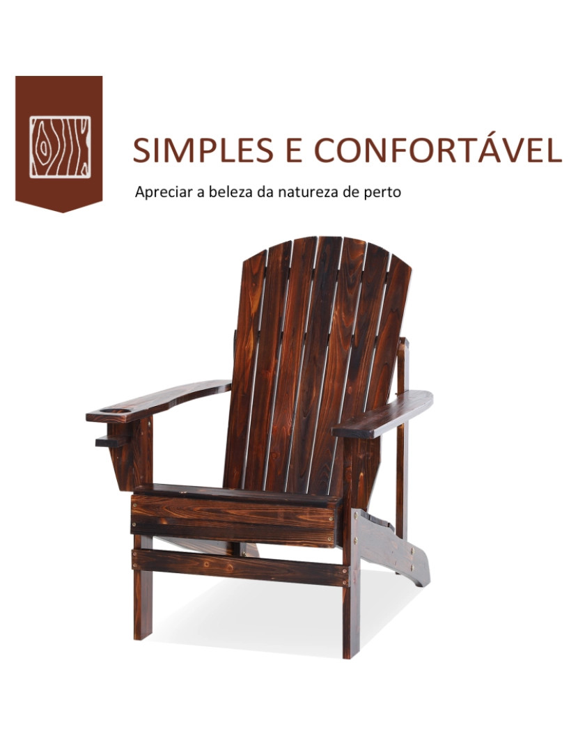 imagem de Cadeira Adirondack de Jardim 72.5x97x93cm cor castanho rústico 84B-285BN4