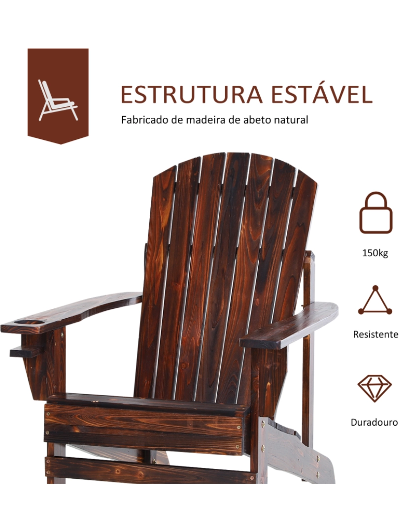 imagem de Cadeira Adirondack de Jardim 72.5x97x93cm cor castanho rústico 84B-285BN6