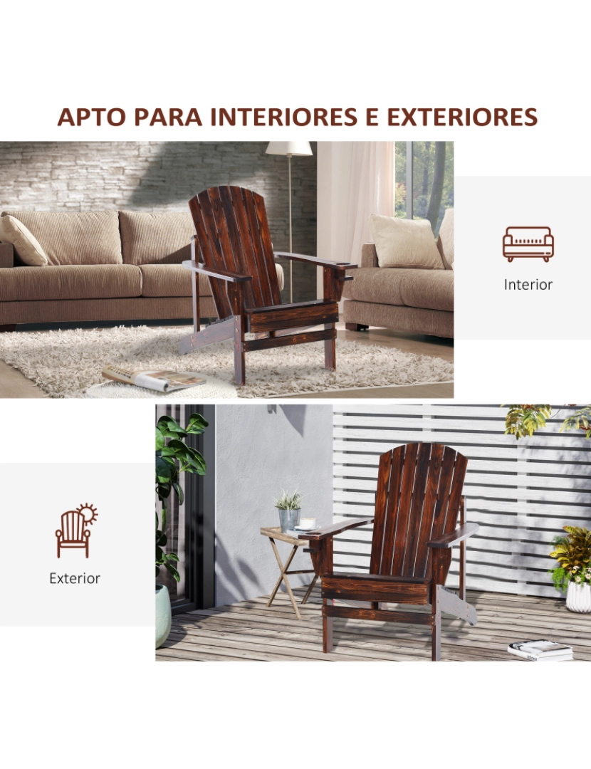 imagem de Cadeira Adirondack de Jardim 72.5x97x93cm cor castanho rústico 84B-285BN7