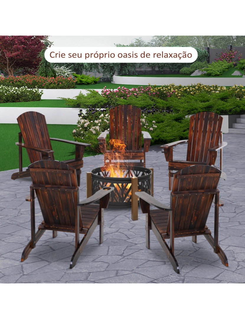 imagem de Cadeira Adirondack de Jardim 72.5x97x93cm cor castanho rústico 84B-285BN8