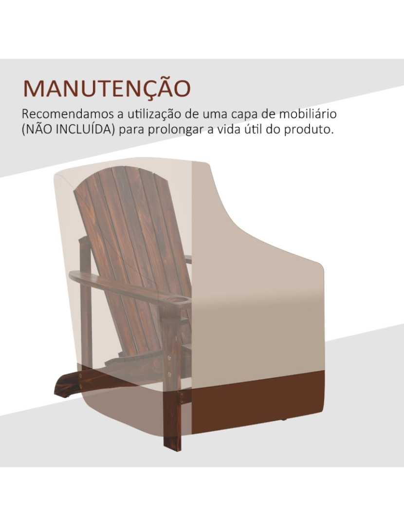 imagem de Cadeira Adirondack de Jardim 72.5x97x93cm cor castanho rústico 84B-285BN9