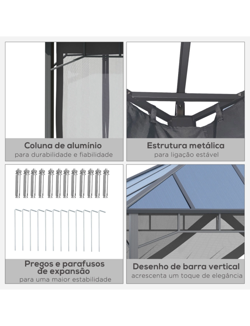 imagem de Pérgola de Jardim 400x300x277cm cor cinzento 84C-325V015