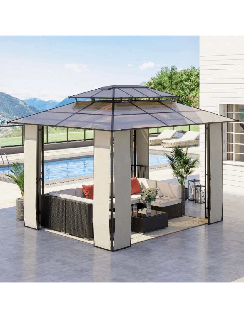 imagem de Pérgola de Jardim 365x300x275cm cor marrom 84C-3092