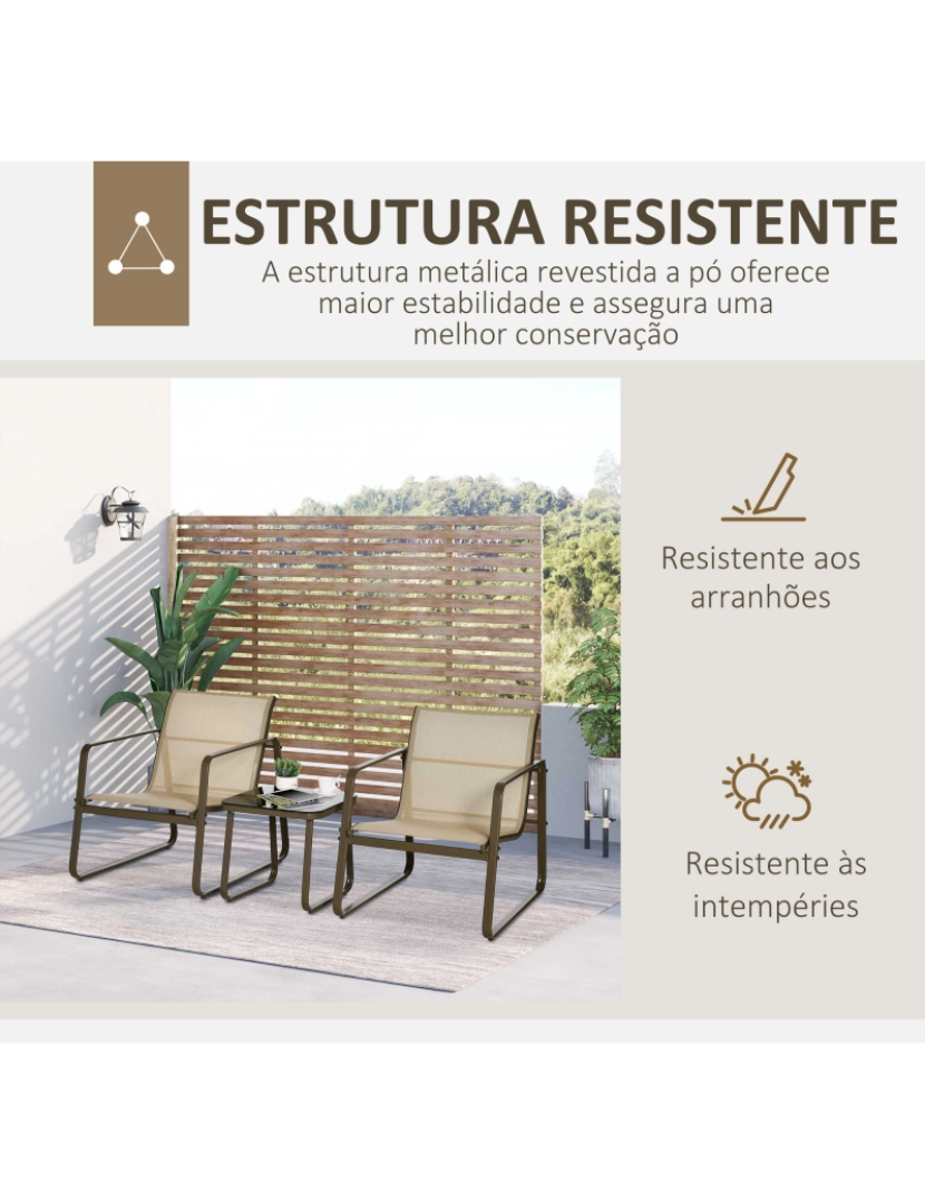 imagem de Conjunto Móveis de Jardim 62x78x75cm cor marrom e bege 84B-933KK6