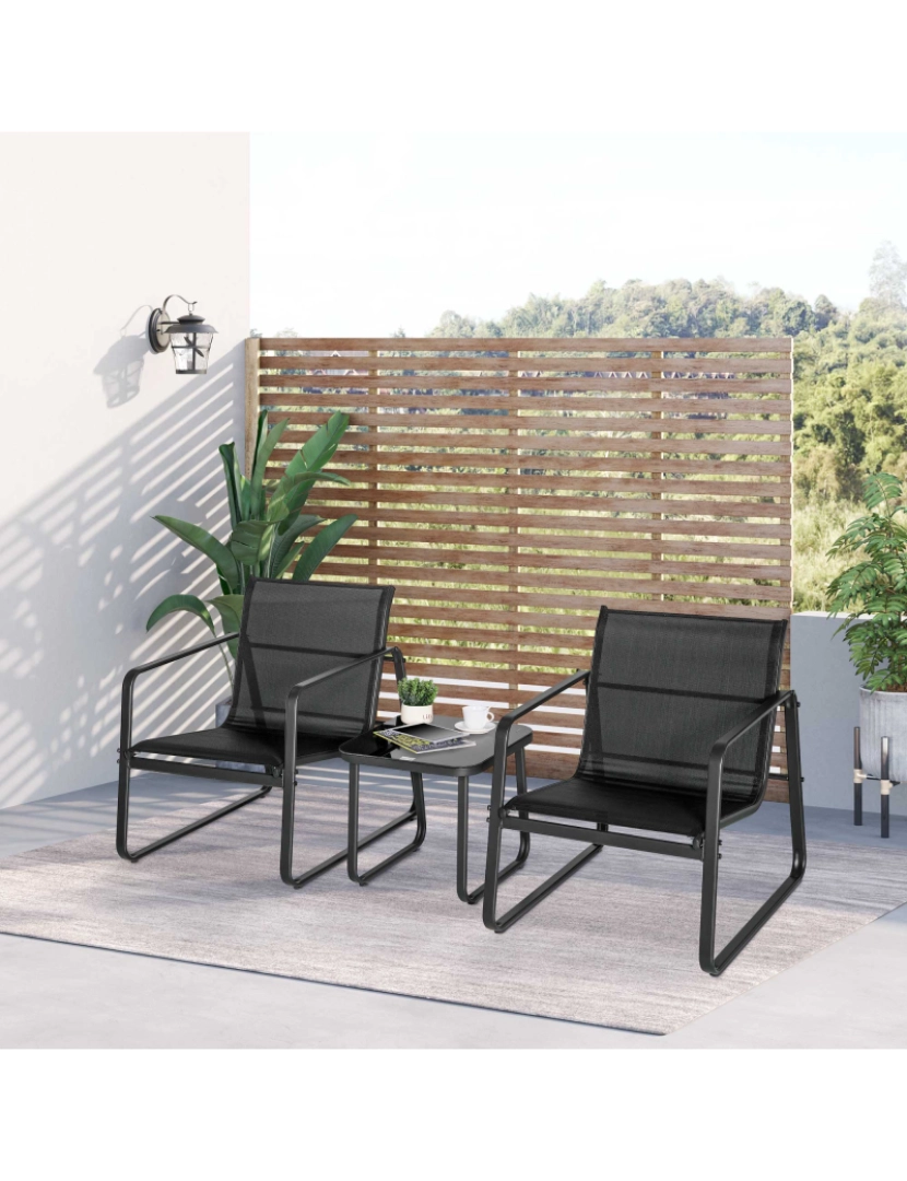 imagem de Conjunto Móveis de Jardim 62x78x75cm cor preto 84B-933BK2