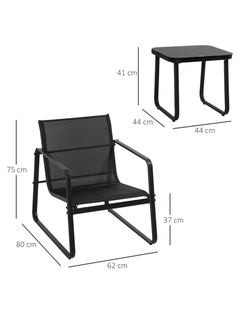 imagem de Conjunto Móveis de Jardim 62x78x75cm cor preto 84B-933BK3