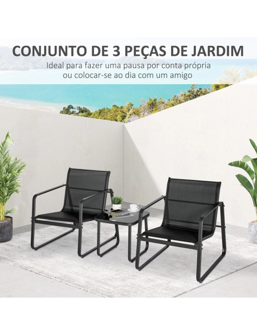 imagem de Conjunto Móveis de Jardim 62x78x75cm cor preto 84B-933BK4