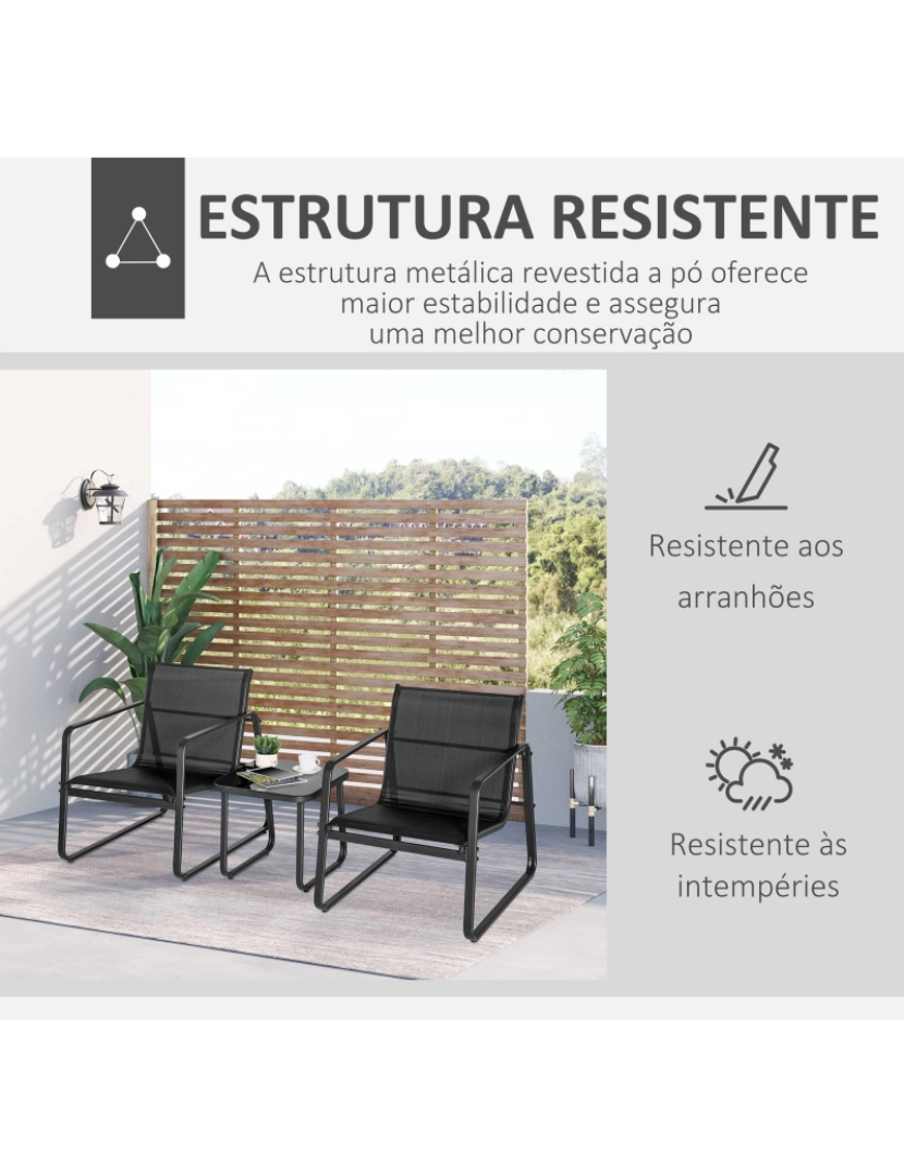 imagem de Conjunto Móveis de Jardim 62x78x75cm cor preto 84B-933BK6