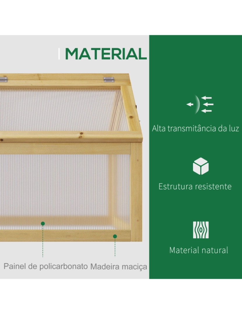 imagem de Mini Estufa de Madeira 90x48x49.5cm cor madeira natural e transparente 845-6674