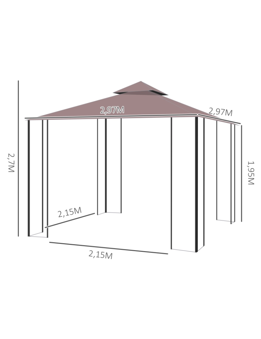 imagem de Pérgola de Jardim 300x300x265cm cor marrom 01-01533