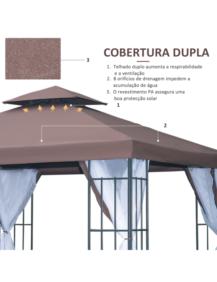 imagem de Pérgola de Jardim 300x300x265cm cor marrom 01-01534