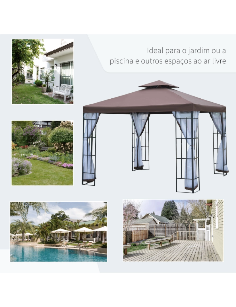 imagem de Pérgola de Jardim 300x300x265cm cor marrom 01-01537