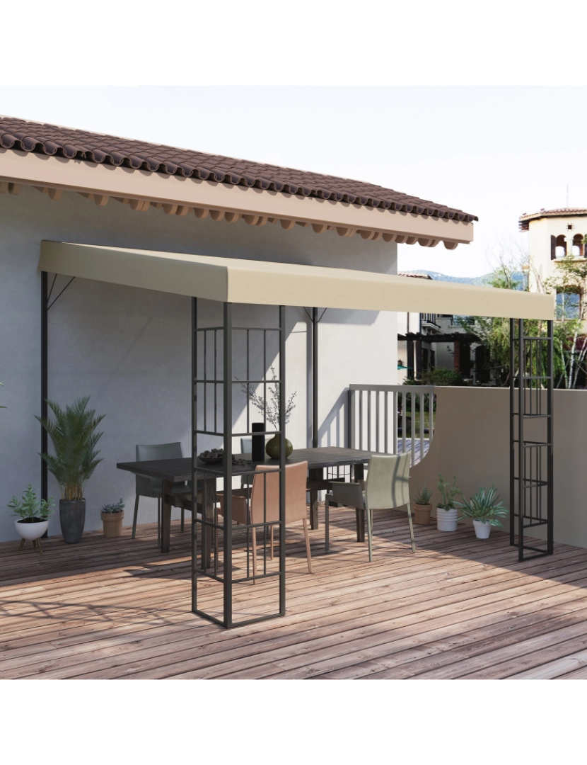 imagem de Pérgola de Parede 298x298x250cm cor bege 84C-289V01BG2