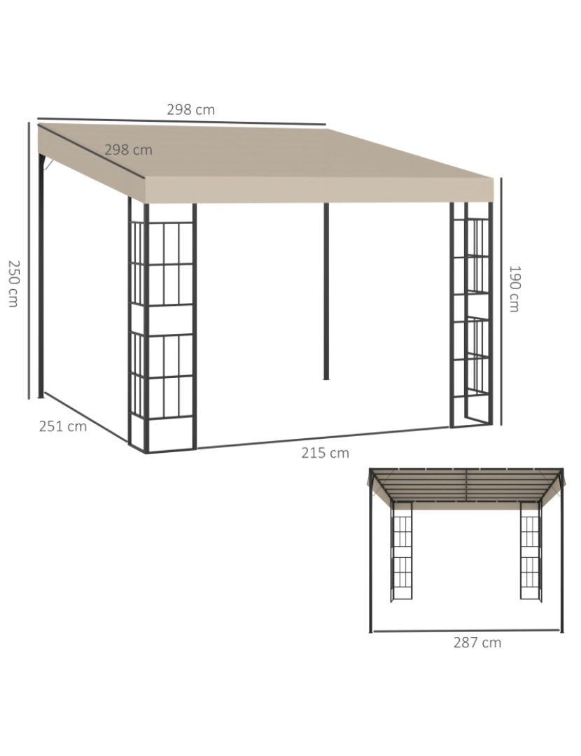 imagem de Pérgola de Parede 298x298x250cm cor bege 84C-289V01BG3