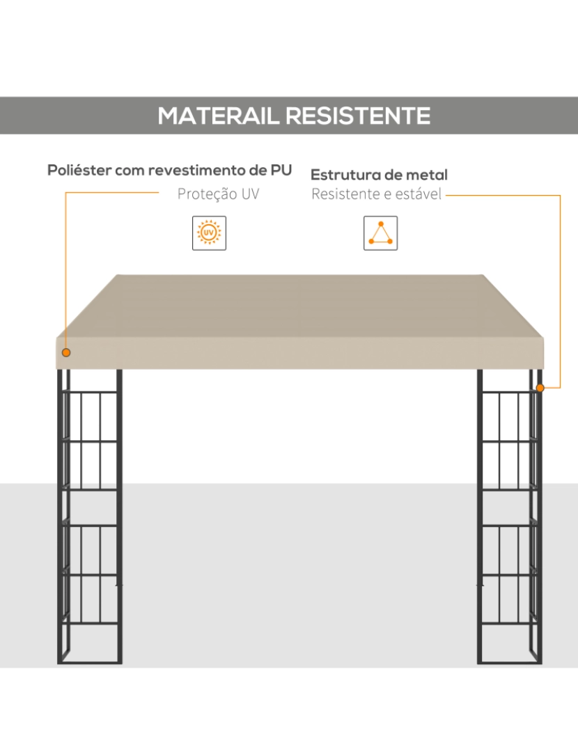 imagem de Pérgola de Parede 298x298x250cm cor bege 84C-289V01BG4