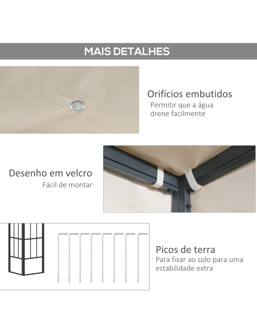 imagem de Pérgola de Parede 298x298x250cm cor bege 84C-289V01BG6