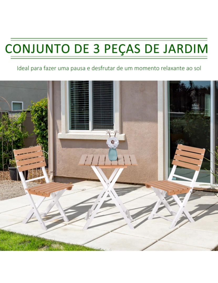 imagem de Conjunto de Móveis de Jardim 41.8x49.7x83cm cor madeira e branco 84B-789ND4