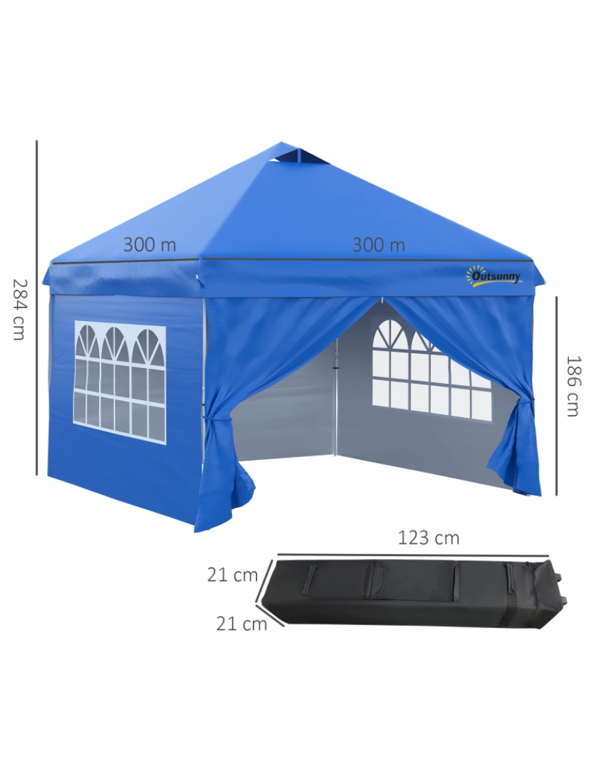 imagem de Tenda Dobrável 300x300x284cm cor azul 84C-281BU3