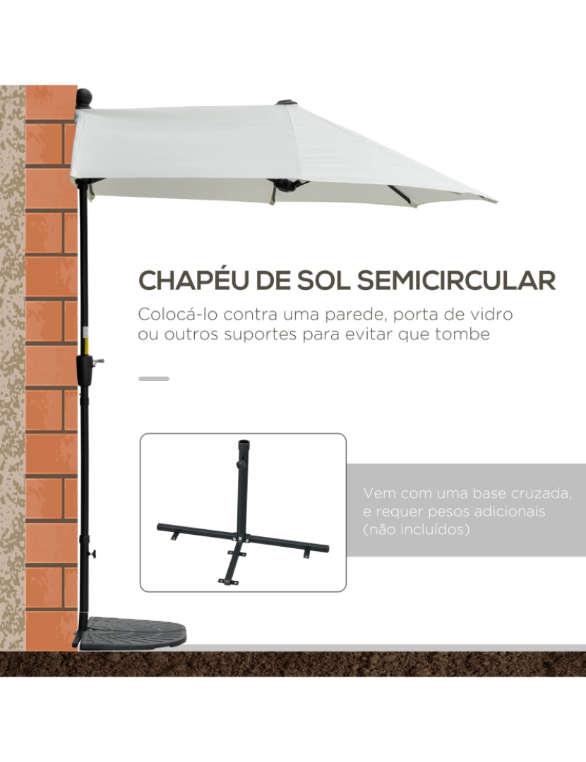 imagem de Chapéu de Sol de Parede 190x200x240cm cor creme branco 84D-175CW4