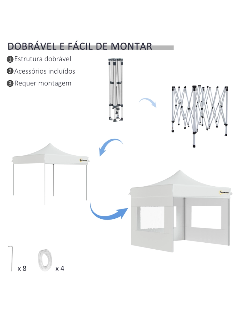 imagem de Tenda Dobrável 300x300x320cm cor branco 84C-2794