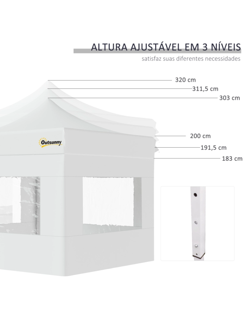 imagem de Tenda Dobrável 300x300x320cm cor branco 84C-2795