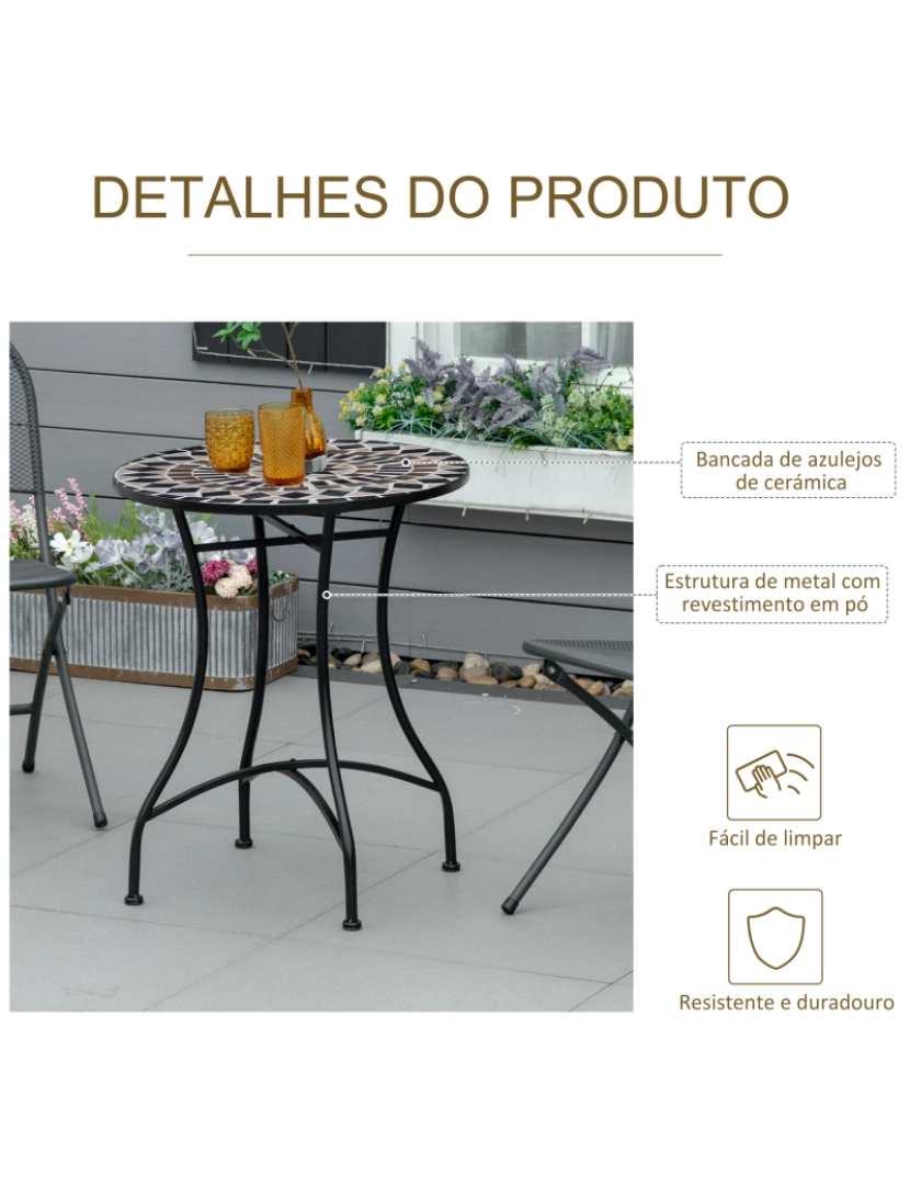 imagem de Mesa de Jardim 60x60x71cm cor preto 84B-649BK6