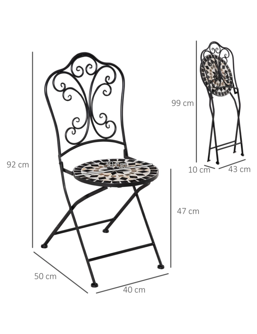 imagem de Conjunto 2 Cadeiras Dobráveis 40x50x92cm cor preto, branco e bege 84B-6553