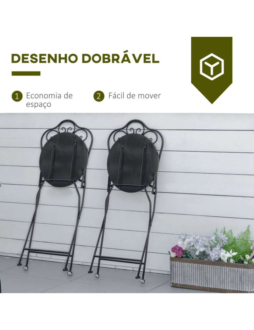 imagem de Conjunto 2 Cadeiras Dobráveis 40x50x92cm cor preto, branco e bege 84B-6555