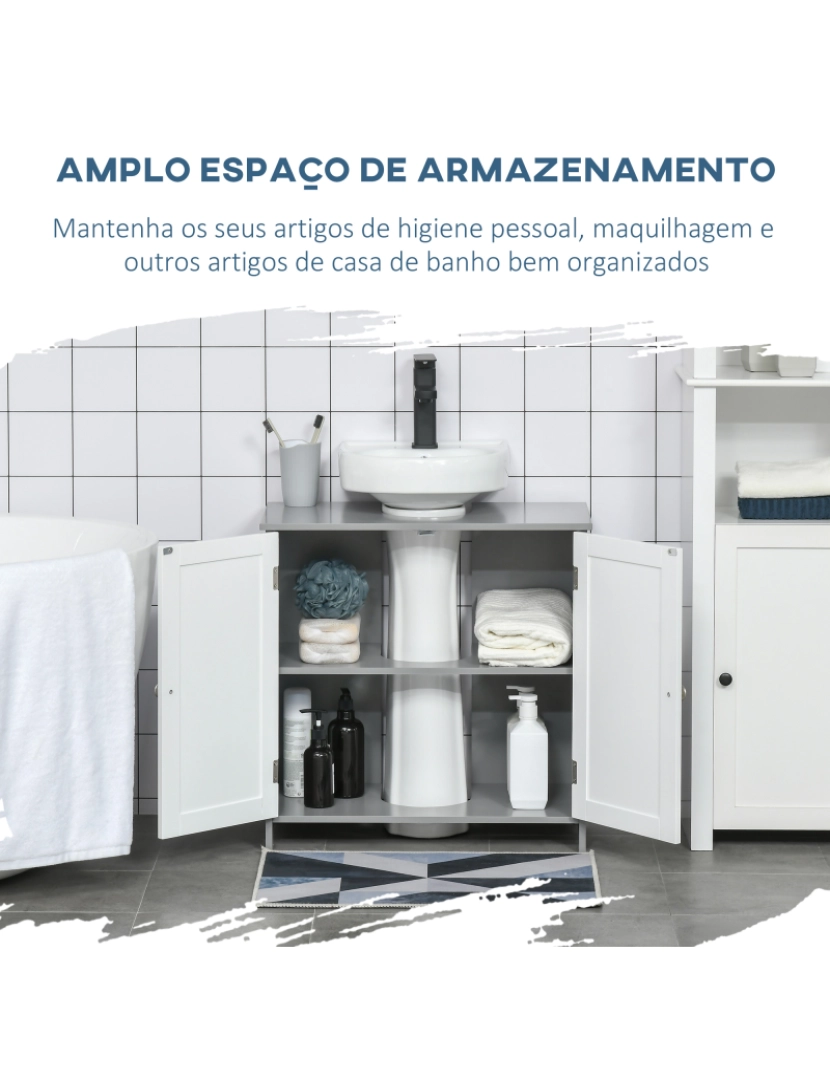 imagem de Armário Casa de Banho 60x30x60cm cor branco e cinza 834-4025