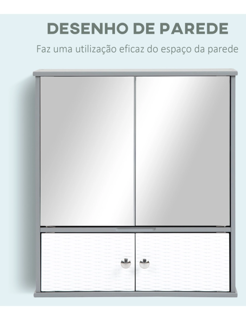 imagem de Armário Casa de Banho com Espelho 55x17.5x60cm cor branco e cinza 834-4014