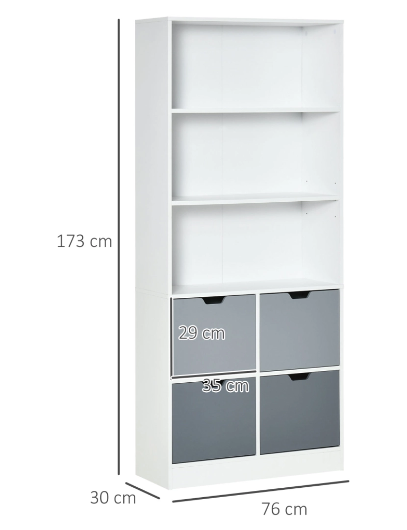 imagem de Estante de Livros 76x30x173cm cor branco e cinza 836-4443