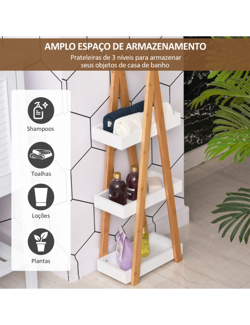 imagem de Armário Casa de Banho 30x18x81cm cor madeira natural e branco 834-100V01WT5