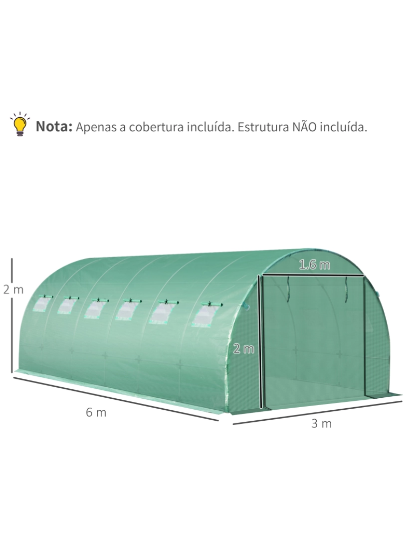 imagem de Cobertura de Estufa 600x300x200cm cor verde 845-382GN3