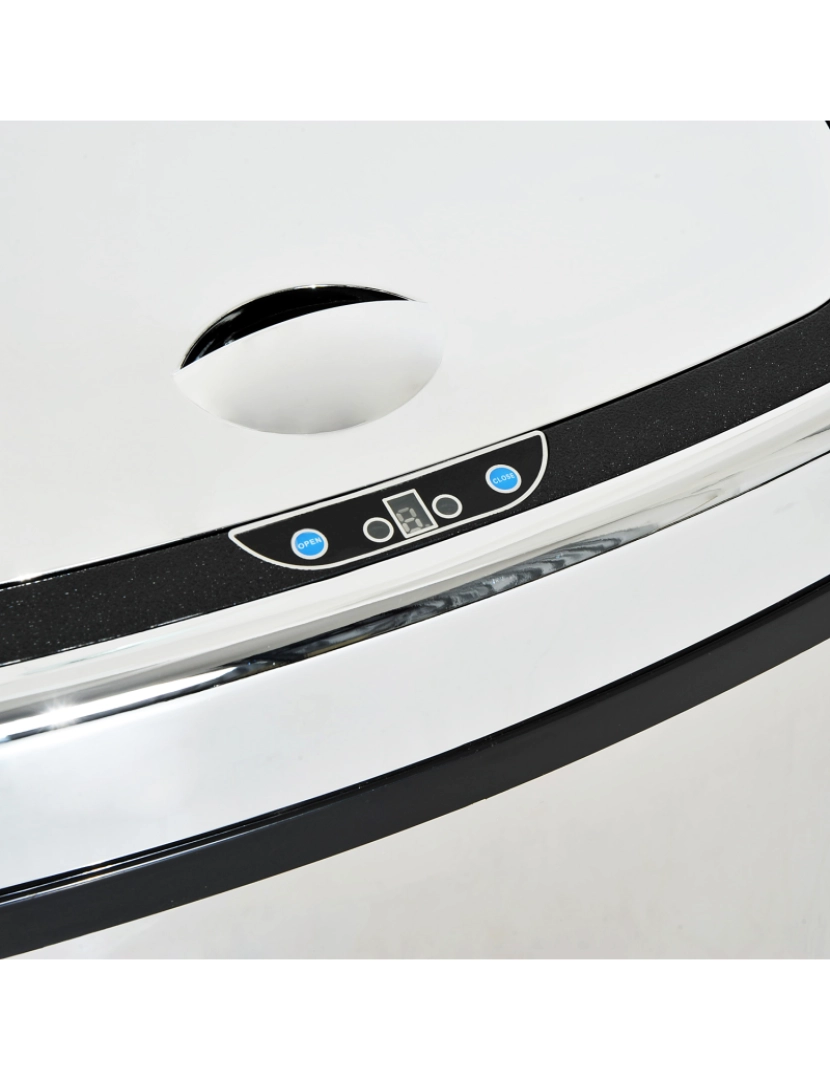 imagem de HOMCOM Balde de Lixo Inteligente de Aço Inoxidável 68L com Sensor Infravermelho de Abertura Automática e Contato Manual para Cozinha Dormitório Casa de banho 40,5x29,578cm Prata8
