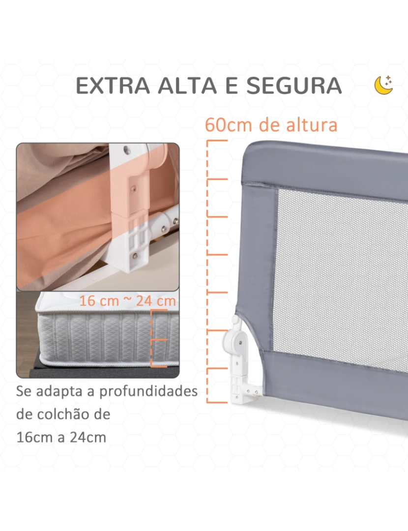 imagem de Barreira de Segurança de Cama 120x38x60cm cor cinzento 470-0045