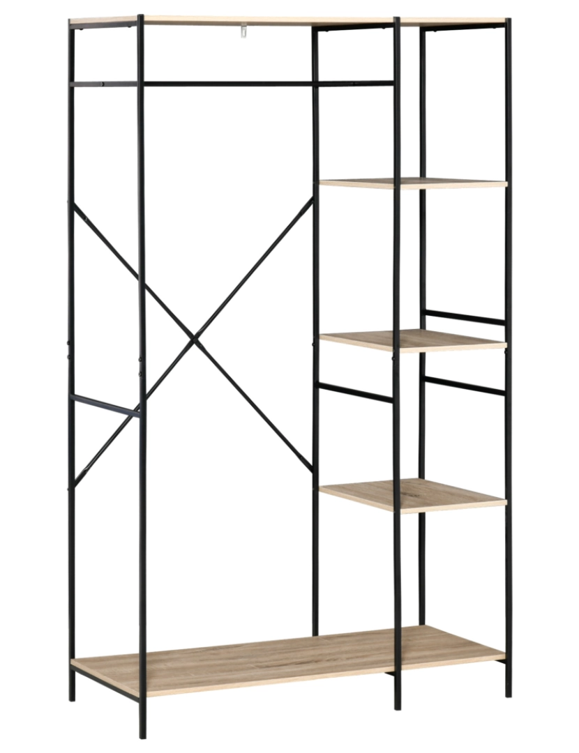 Homcom - Suporte para Cabides 100x46x170.5cm cor madeira natural e preto 850-143