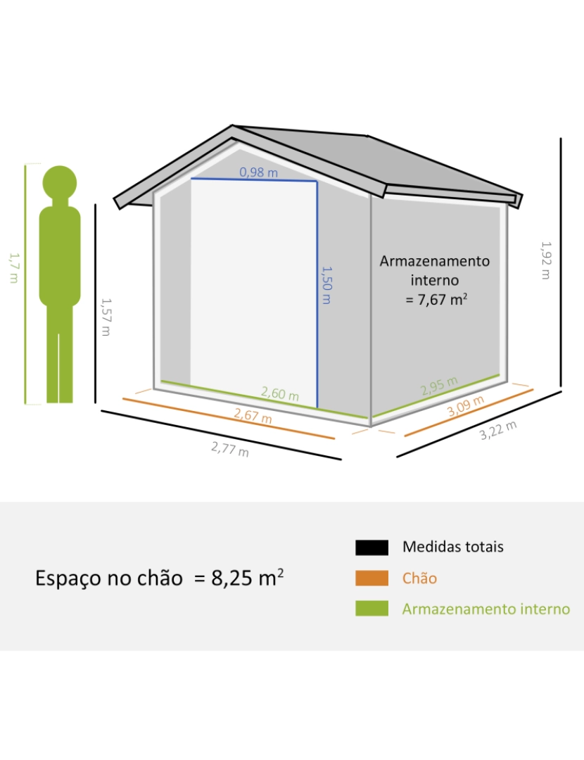 imagem de Abrigo e Jardim Metálico 322x277x192cm cor cinza escuro 845-031V023