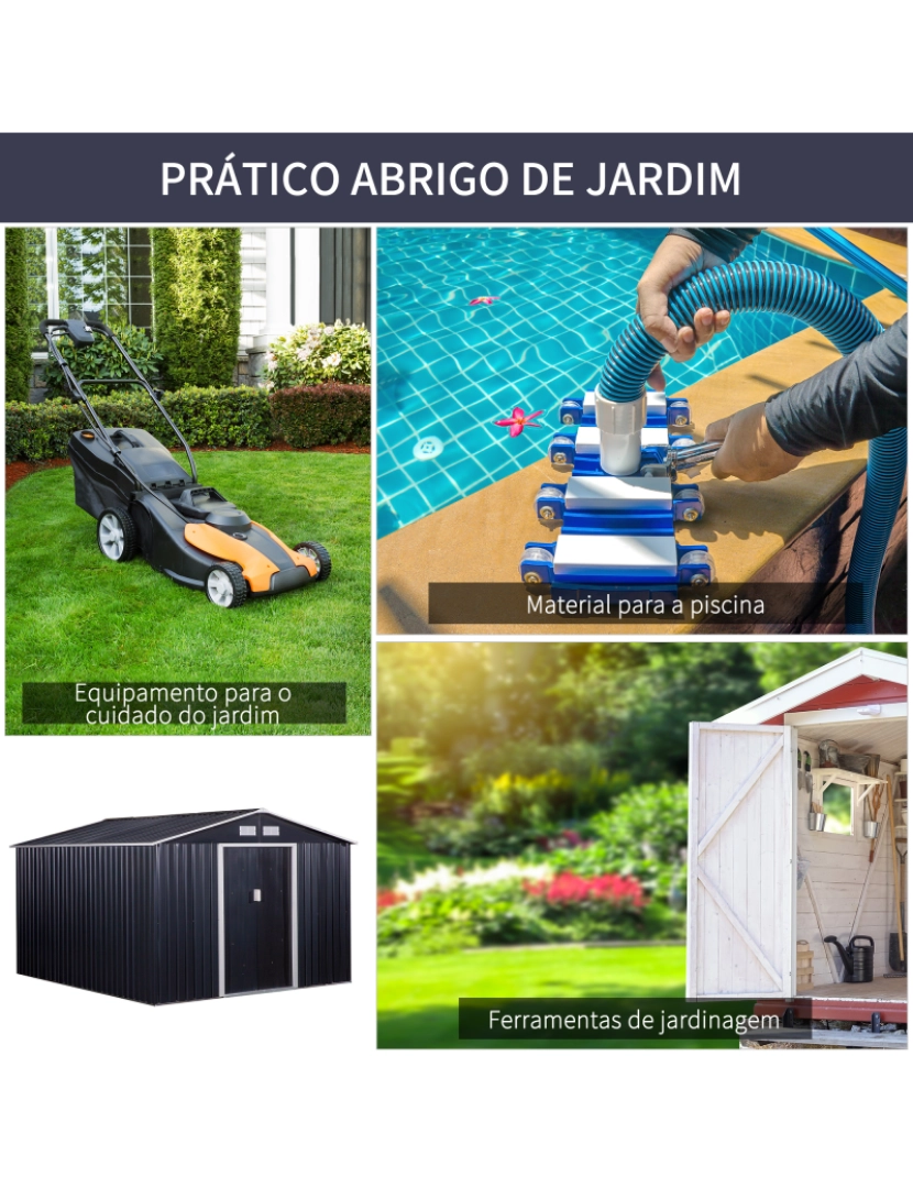 imagem de Abrigo e Jardim Metálico 322x277x192cm cor cinza escuro 845-031V026