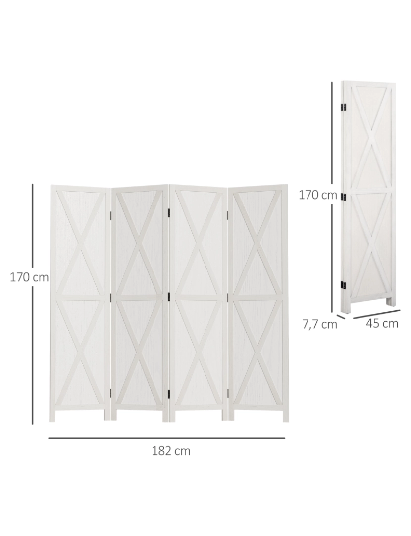 imagem de Biombo de 4 Paineis Dobrável 182x1.8x170cm cor branco 830-347WT3