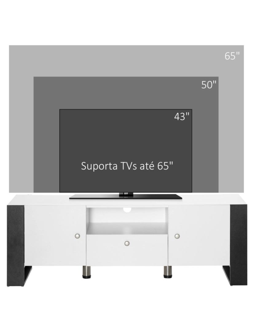 imagem de Móvel de TV 140x43x48cm cor branco e preto 839-225BK5