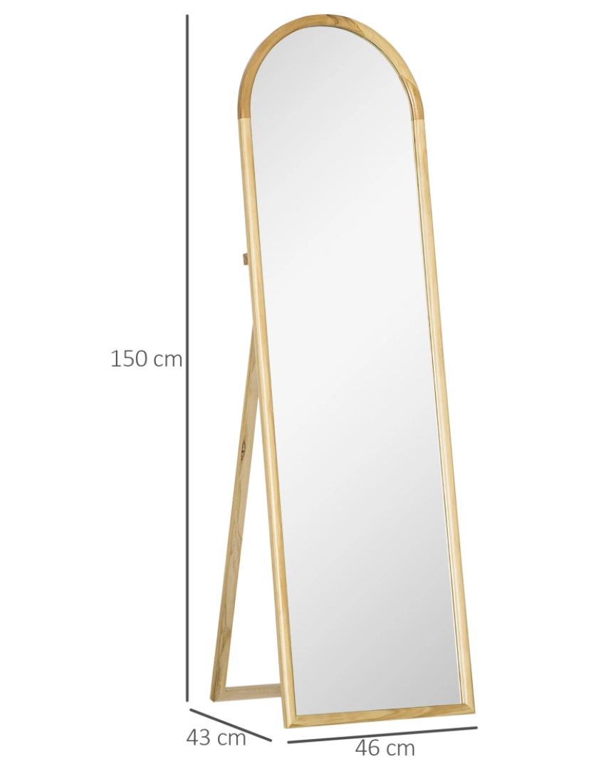 imagem de Espelho de Pé 150x46x43cm cor cor de madeira natural 831-589V00ND3